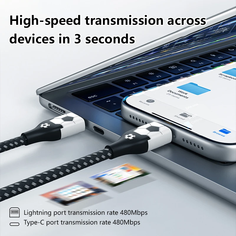Football style Data Cable Fast Charger USB A to Type C 1M 2M  Type C to Type C  Fast Charging Cable for iPhone Samsung Xiaomi