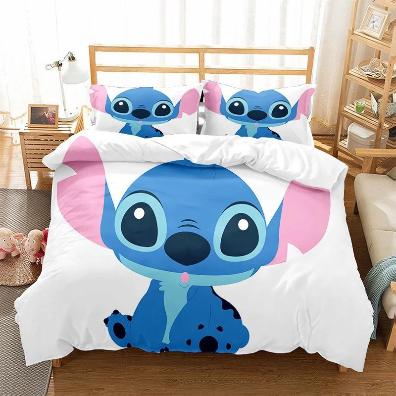 Disney Stitch Bedding Set Cartoon Bedspread Single Twin Full Queen King Size Bedclothes Kids for Bedroom Decor Christmas Gift