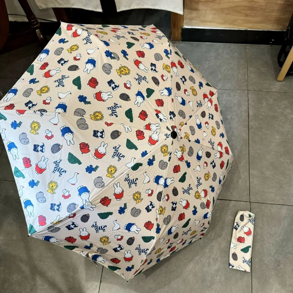 Kawaii Miffy Rabbit Genuine Sun Umbrella Cute Little Fresh Weather Dual-Use Folding Umbrella Sunscreen Uv Sunshade Umbrella Gift