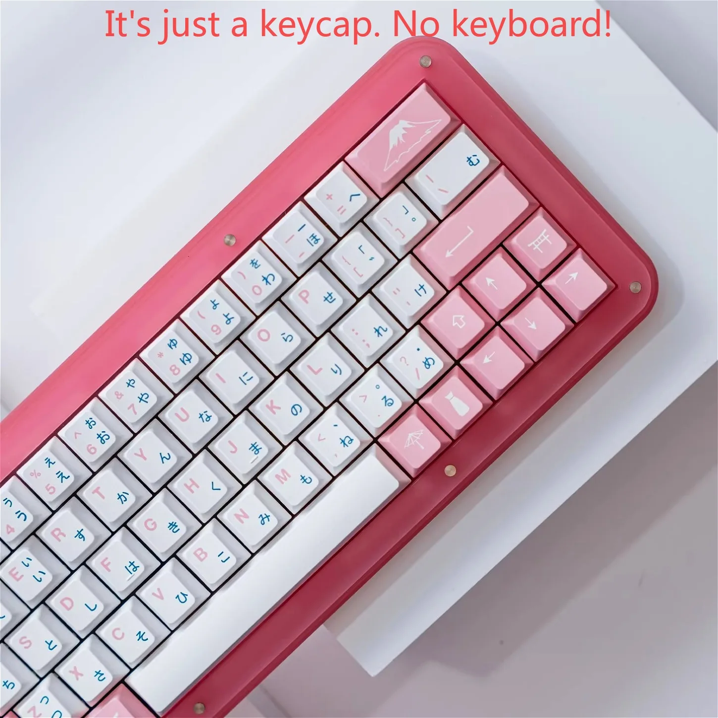 Pink White Cherry Keychain PBT 129 Key Girl Personalized Japanese for 60/64/84/98/108 Mechanical Keyboard