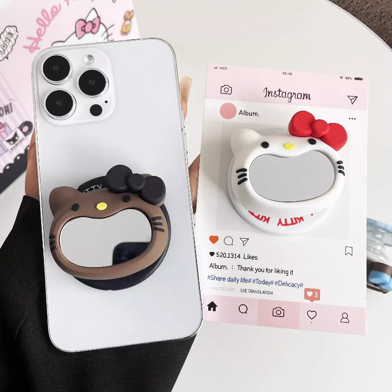 

Милое зеркальце для макияжа Sanrio Hello Kitty с магнитной подставкой Griptok для телефона, совместимое с MagSafe, для iPhone, складное, с беспроводной зарядкой.