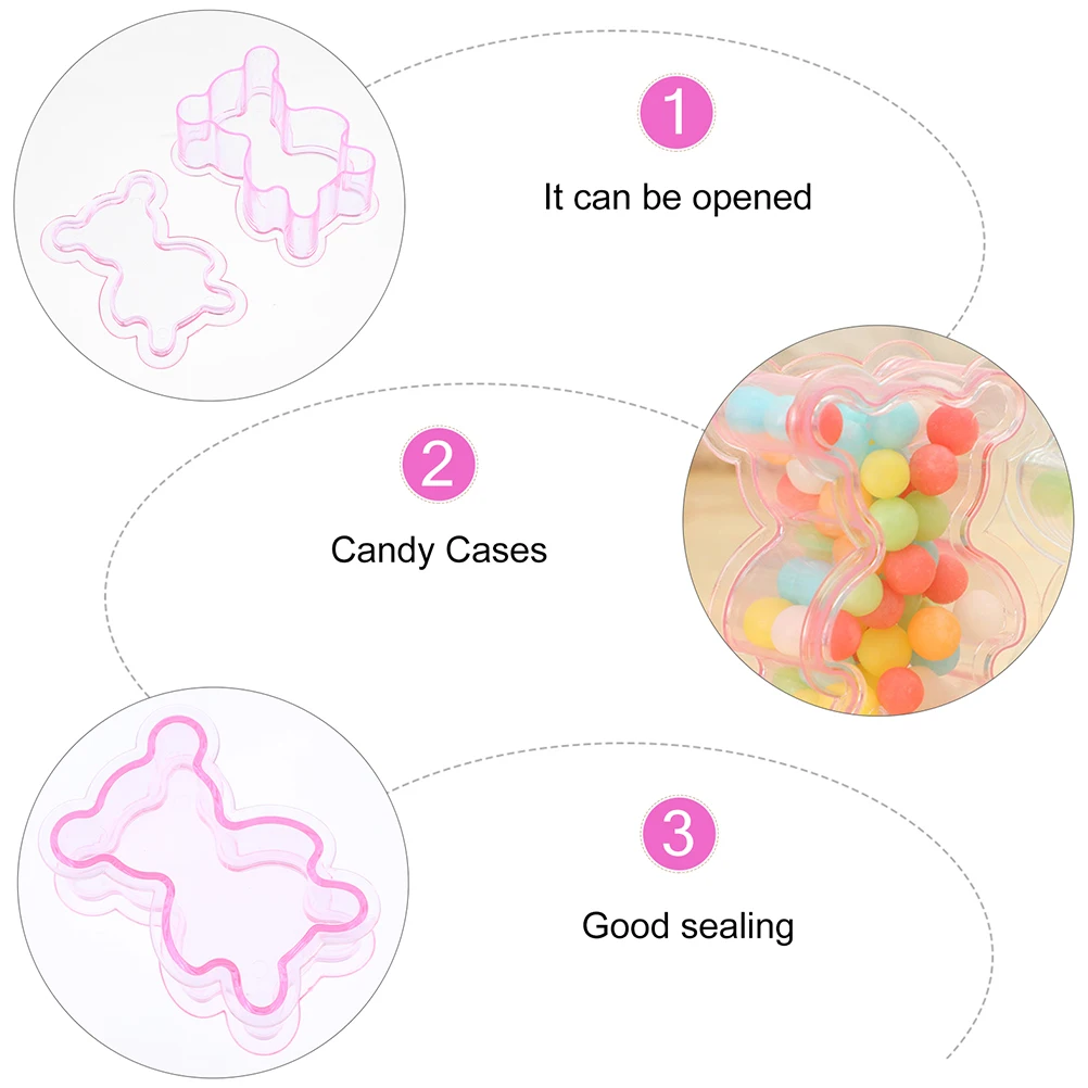 

24Pcs Bear Shaped Candy Boxes Plastic Clear Wedding Favor Gift Packing Boxes Party Use Gift Packing Cases Candy Cases