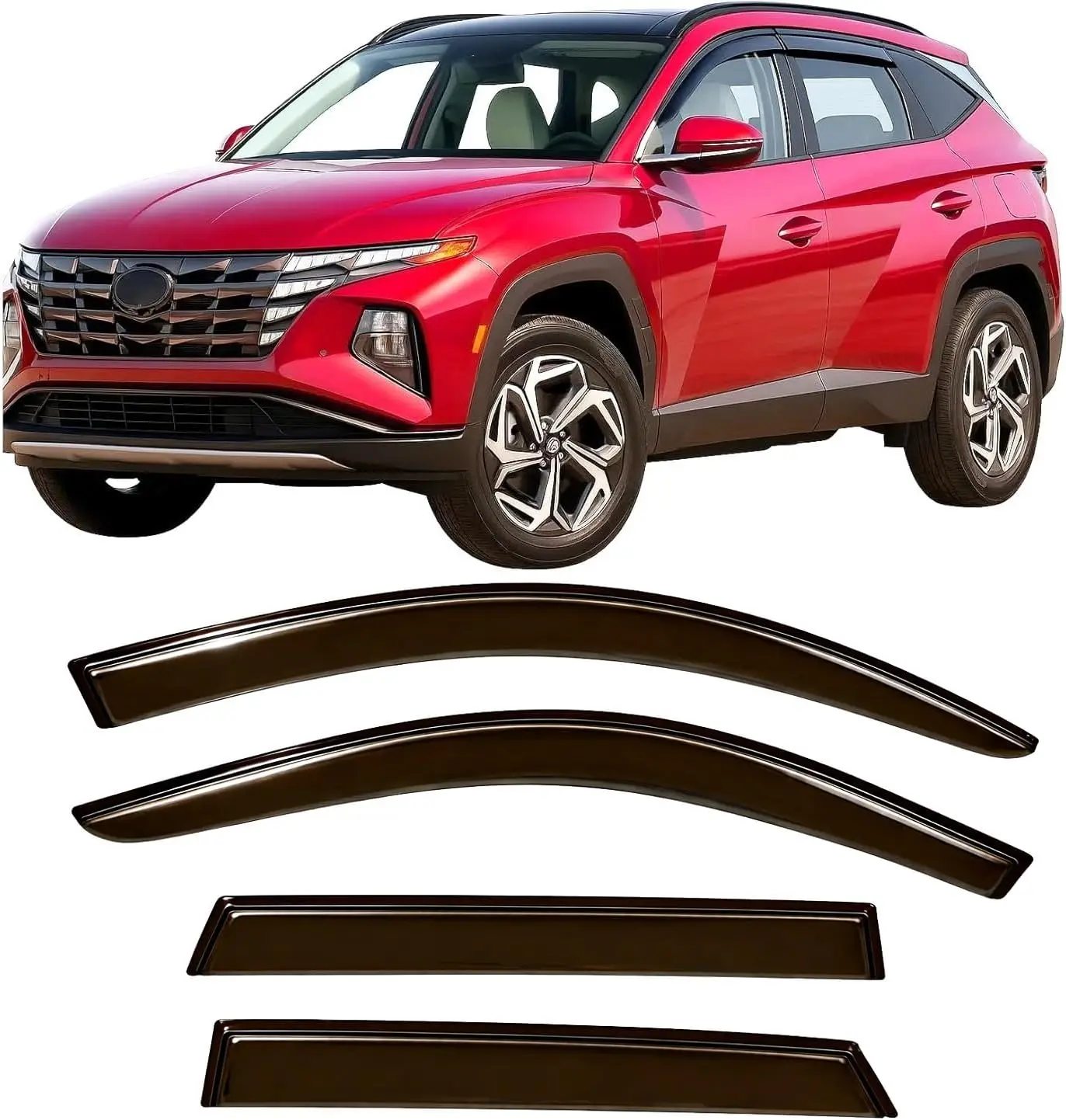

Tape-on Rain Guards for Hyundai Tucson Side Window Deflector Visors, Durable Tinted Vent Shade Compatible with 2022-2026 Models