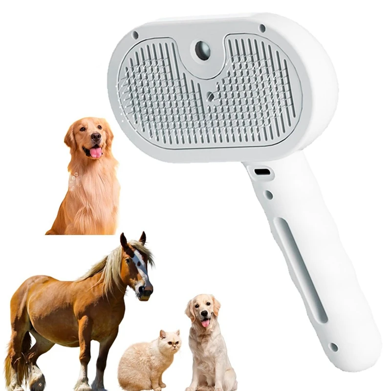 

ABWZ-Pet Steam Brush For Dog Pet Steam Brush 4-In-1 Self-Cleaning Steam Pet Brush Steam Cleaner For Pets