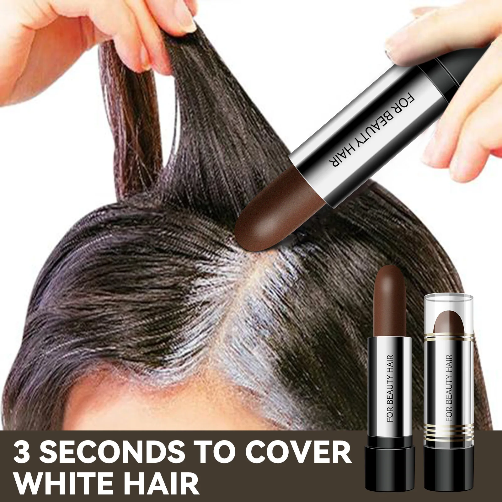 Penna temporanea monouso per tinture per capelli per coprire i capelli bianchi, tintura temporanea nera per capelli grigi istantanei, cosmetici in stick