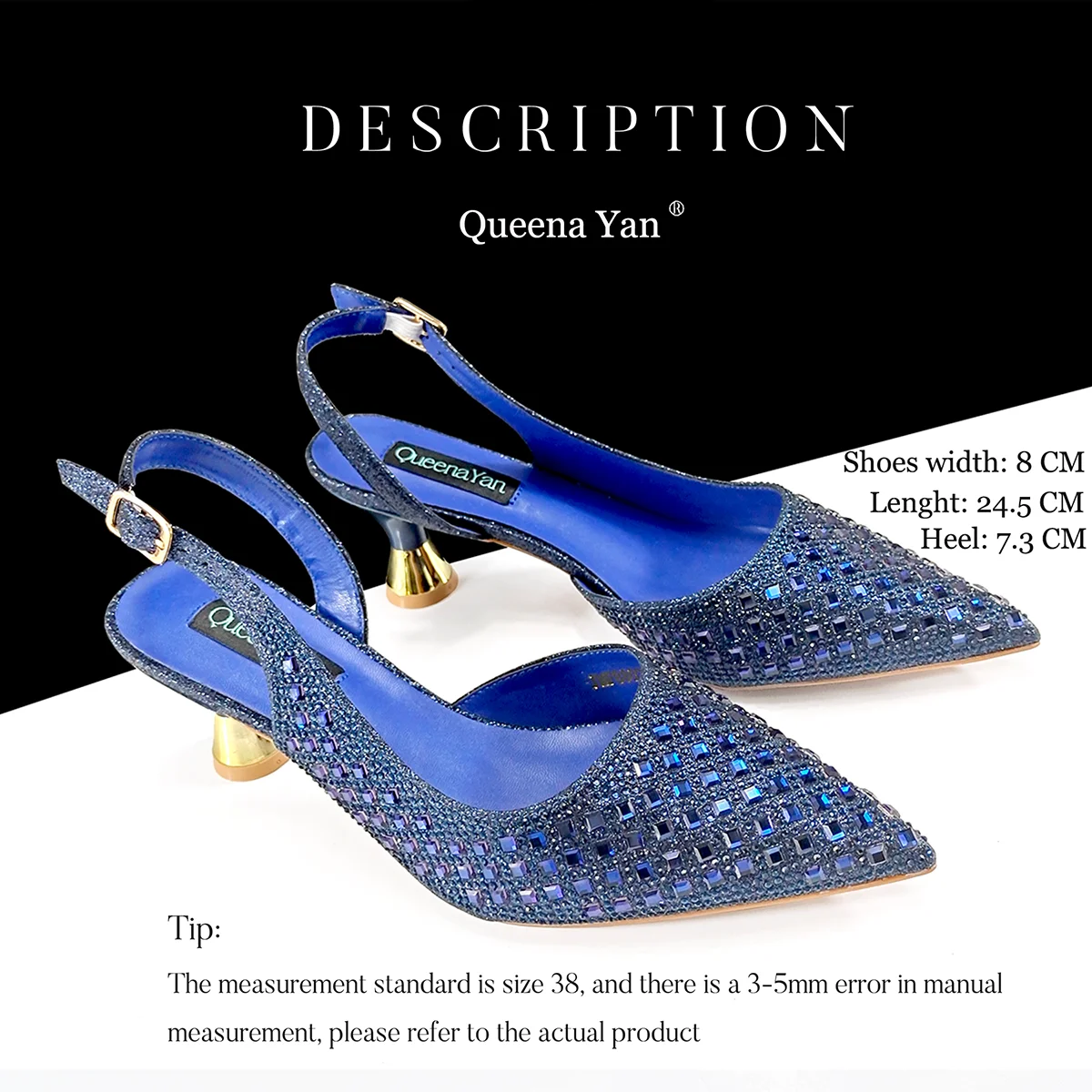 

Туфли Queena Yan темно-синего цвета с декором из страз, для вечеринок и свадеб, с острым носком, на высоком каблуке, и мини-сумочка квадратной формы