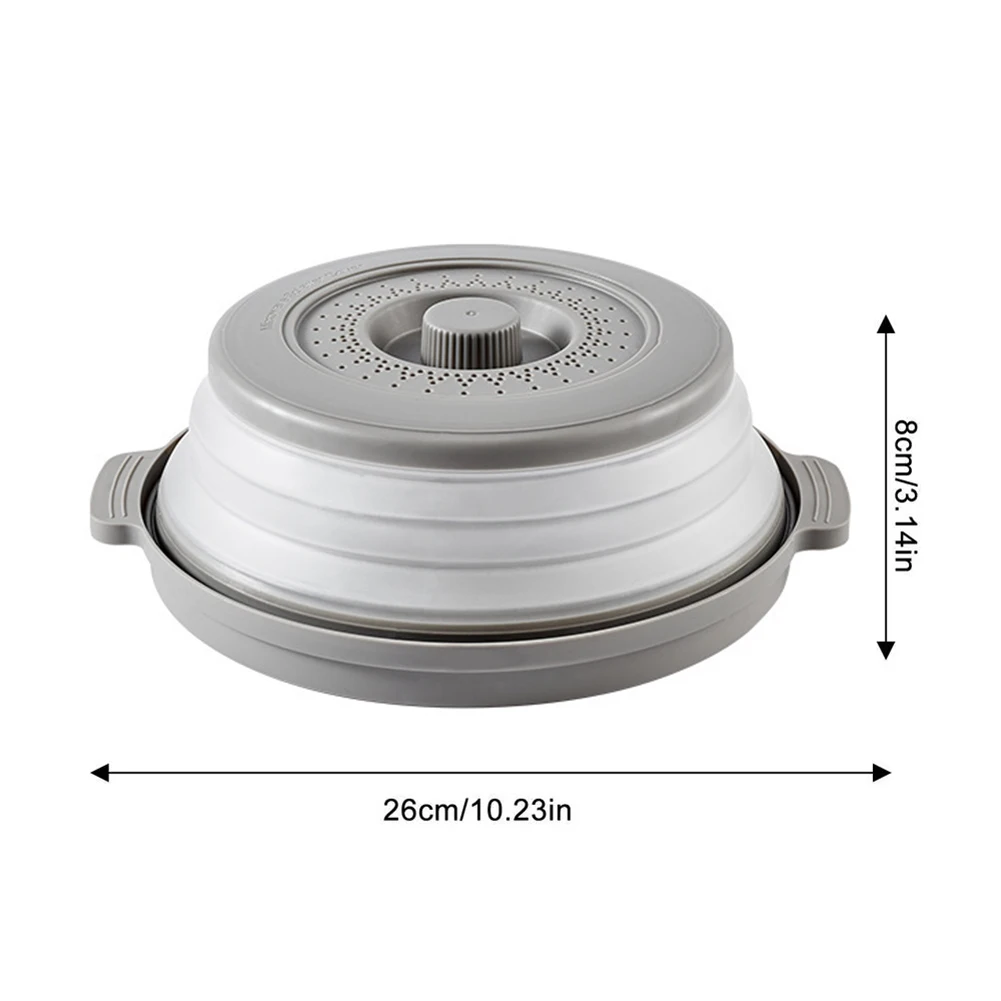 26.8 cm Collapsible Microwave Splatter Guard with Ventilated Silicone Lid for Mess For Food Heating and Storage