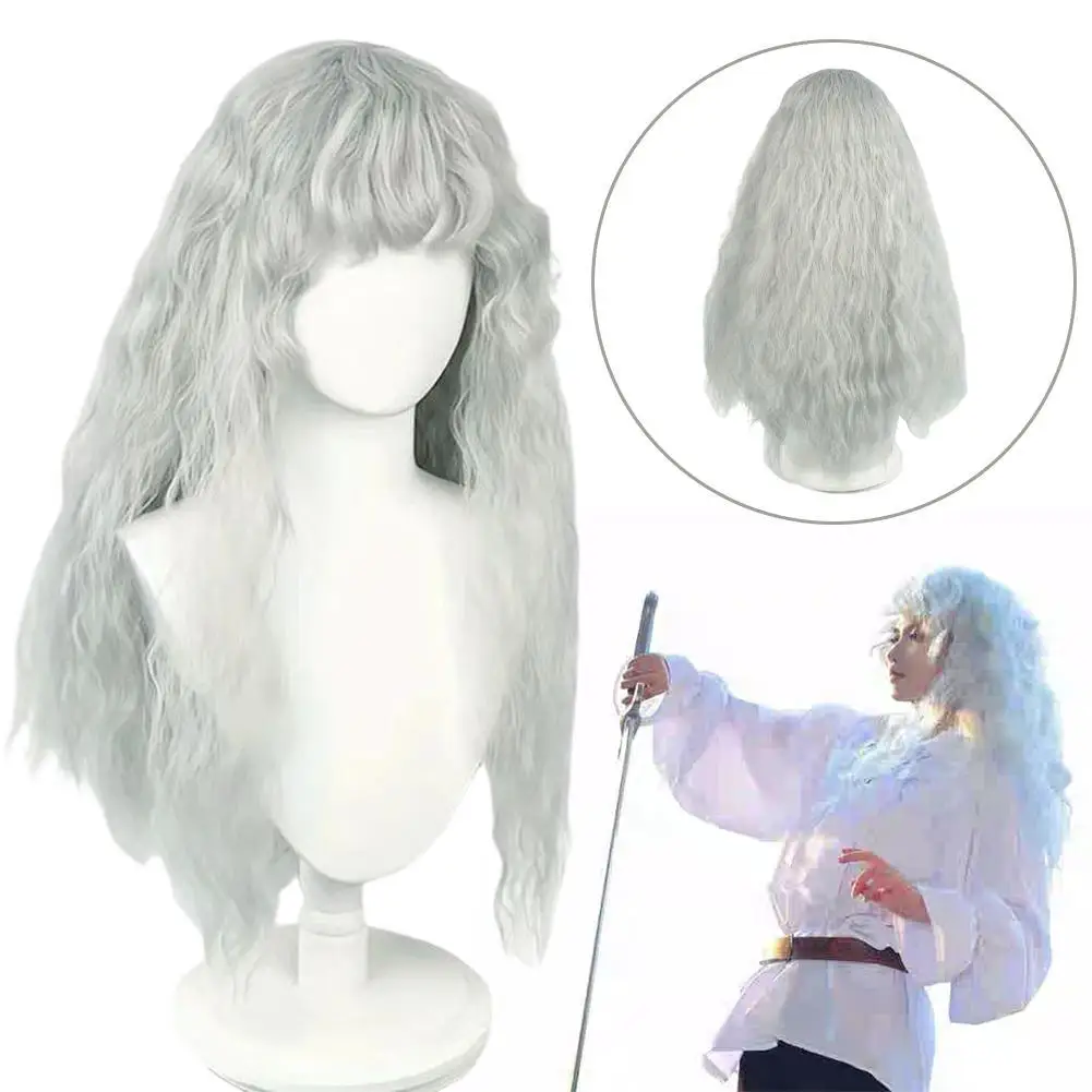 

Аниме-игра, парик для косплея, серебристо-серые вьющиеся волосы с имитацией высокотемпературного шелка, праздничный бал, женские парики