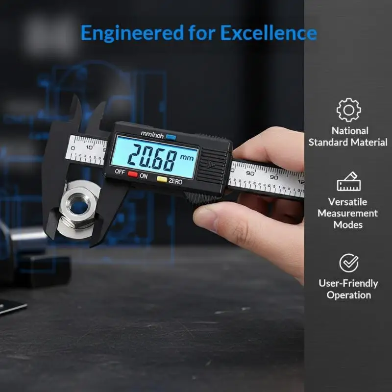 6inch Digital Vernier Caliper 0-150mm LCD Display Metric Electronic Ruler Durable Accurate for DIY Projects