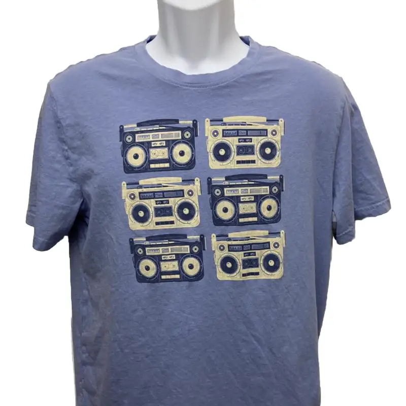 Vintage 80s Vibe DIP Organic Cotton T Shirt/Cassette Boom Box Break Dance/Medium