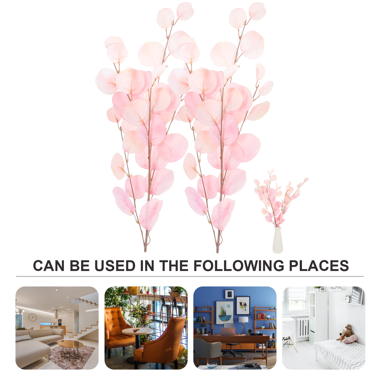 

2Pcs Faux Eucalyptus Leaf Stems Artificial Wedding Centerpiece Home Decor Party Decoration Simulation Fake Leaves