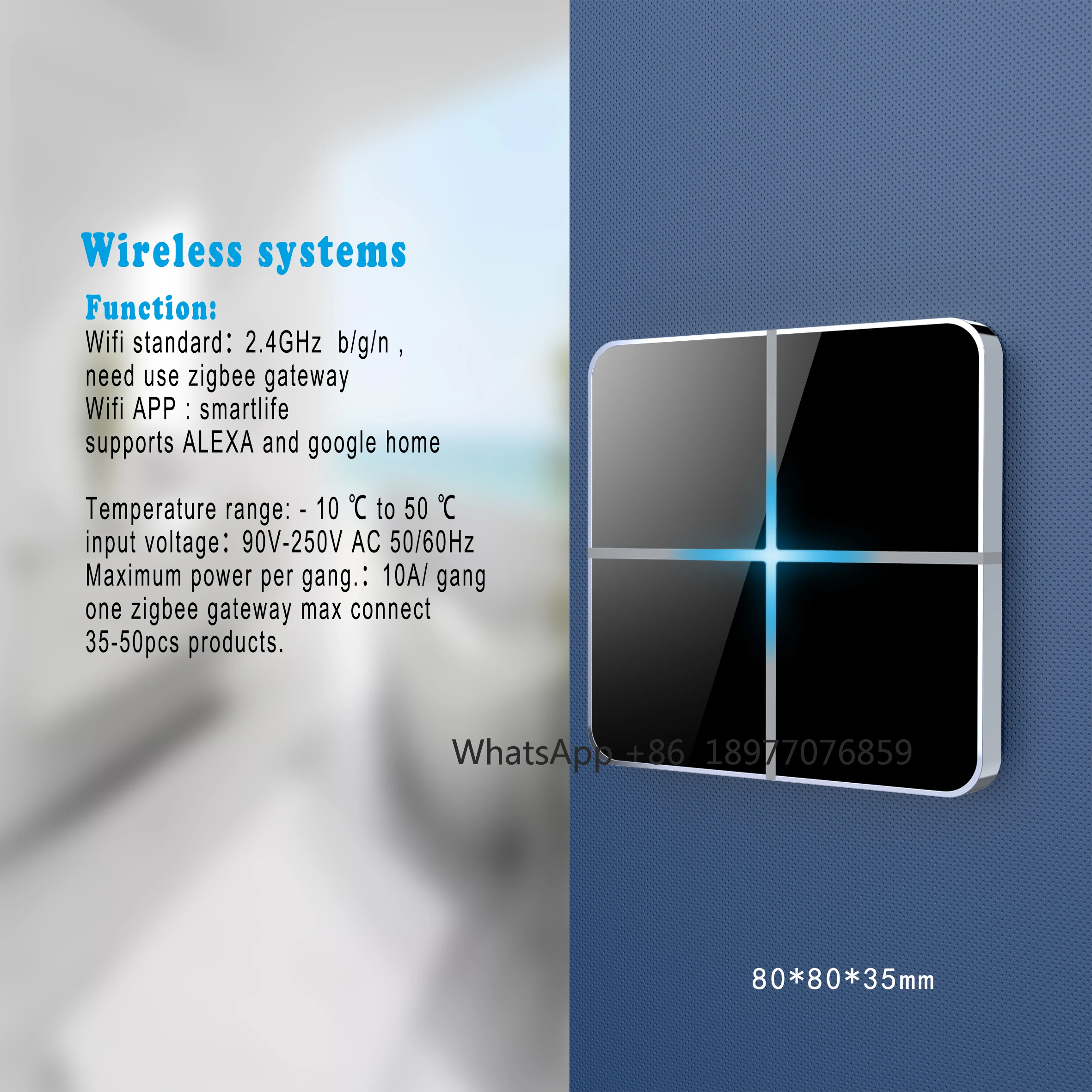 Earda UE Padrão Zigbee Estilo de escritório Tipo universal 1/2/3/4 Gang Interruptor remoto