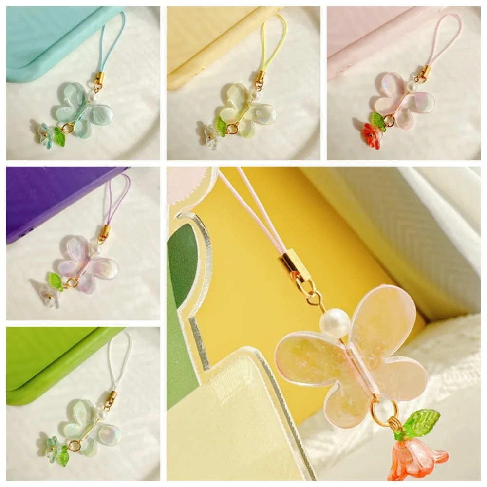 Big Butterfly Mobile Phone Keychain Phone Charm Phone Lanyard Fresh Phone Chain Convallaria Pendant Mobile Phone Strap