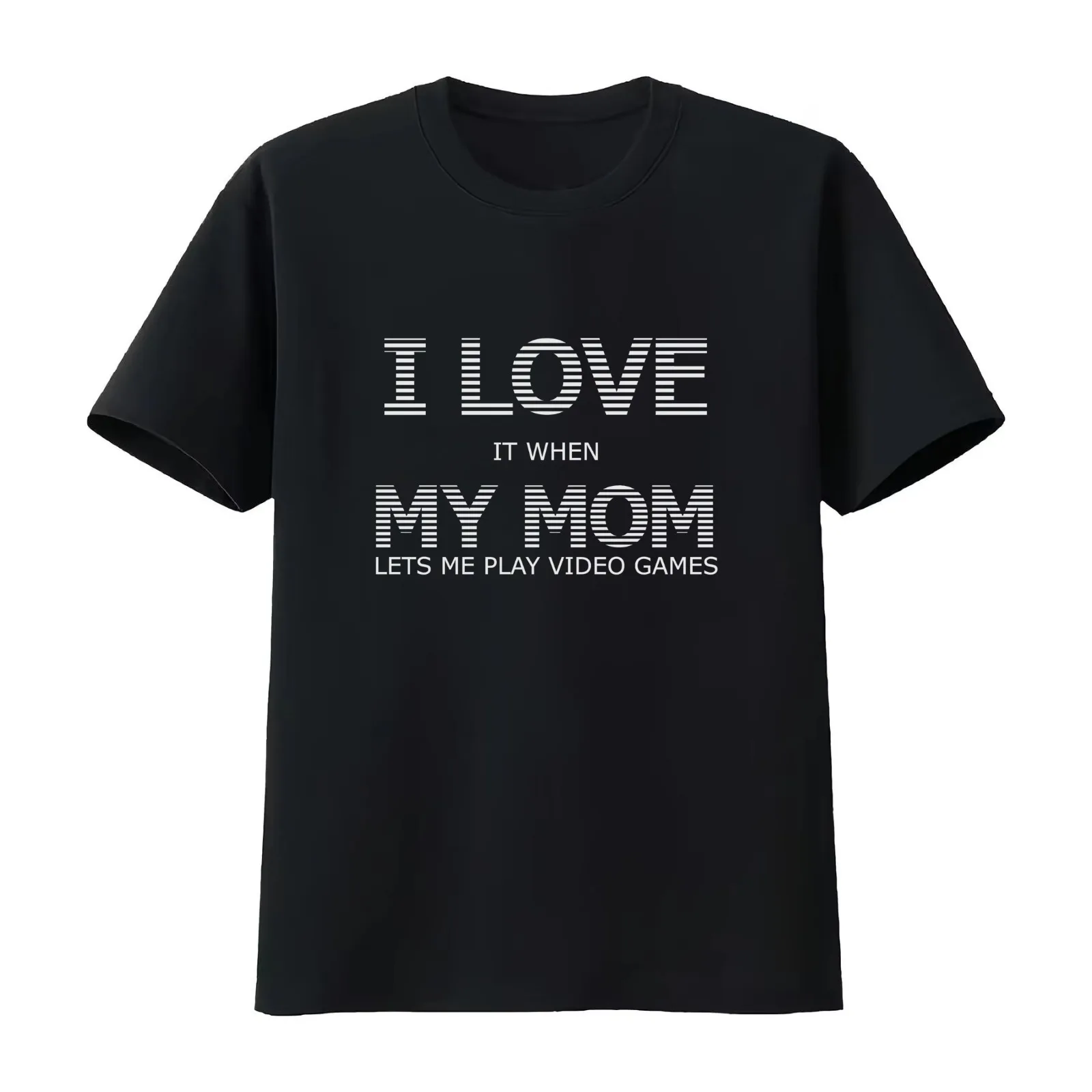 Teen Boy Gift I Love My Mom It When Lets Me Play Video Games T-Shirt Summer Casual Cotton Tee Oversized Streetwear Tops