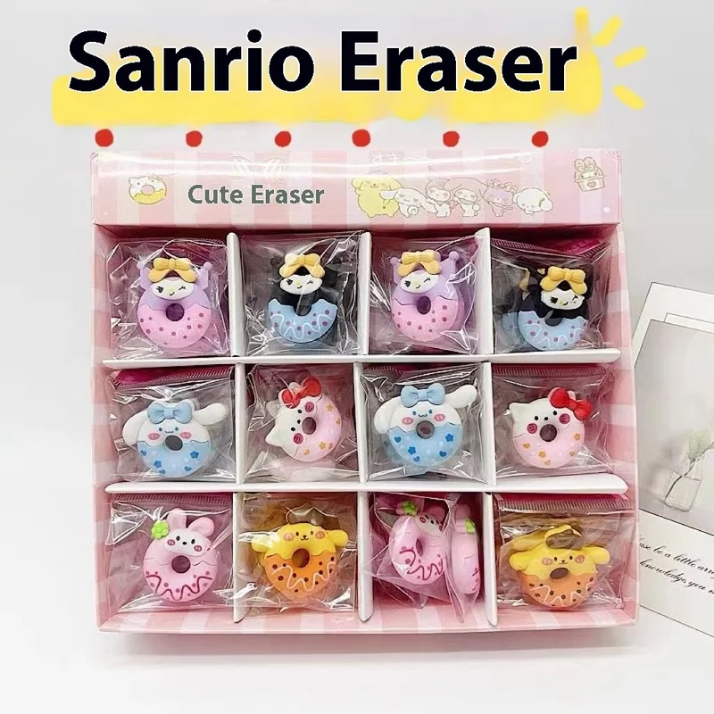 Imagem -02 - Sanrio Borracha 48 Peças Kawaii Hello Kitty Kuromi Estudante Kawaii Rolo de Canela Lápis Borracha Material de Estudante Lindo Presente de Aniversário