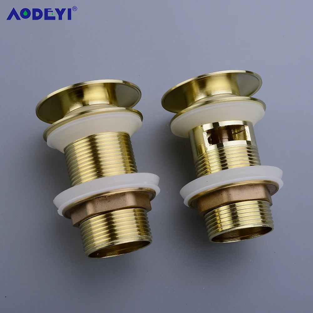 Pop Up Drain Button Brass Bathroom Sink Plug Drainer Siphon Waste Stopper Wash Basin Faucet Accessory Washbasin Pipe Gold