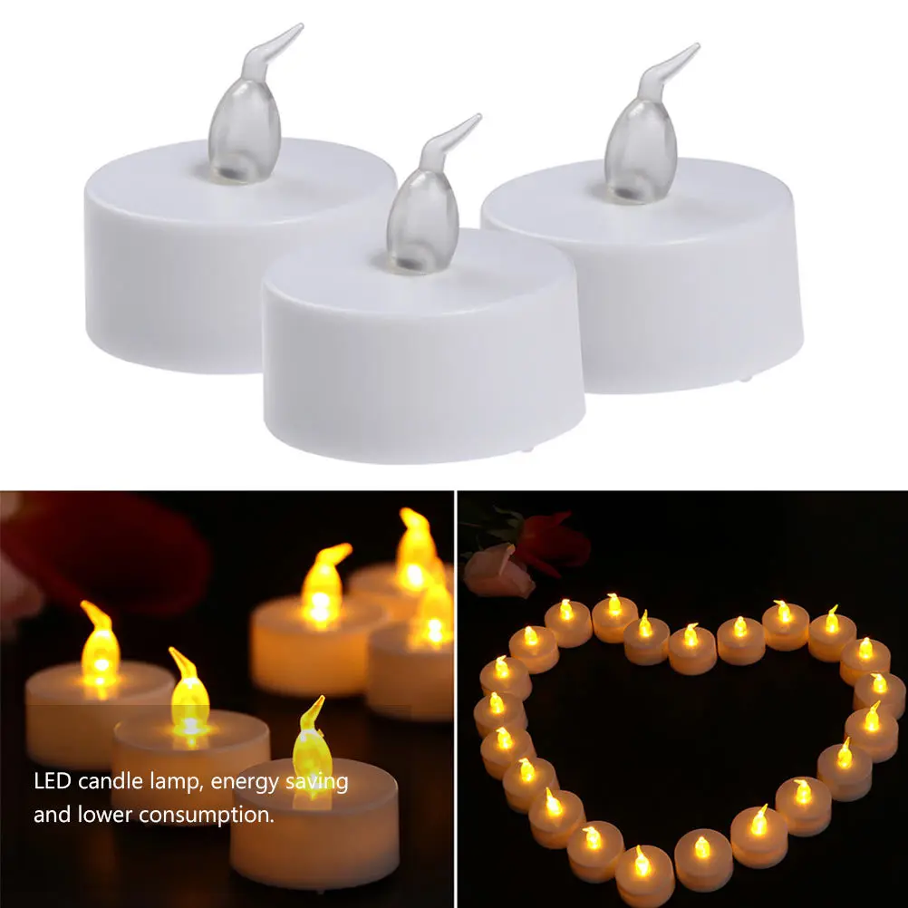 Lámpara electrónica LED blanca sin llama, 12 Uds., para decoración de boda, propuesta, fiesta, Idea de regalo de Navidad, lámpara LED