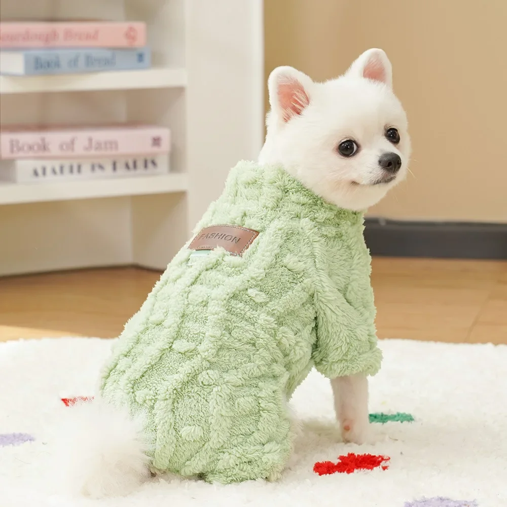 Cute Warm Pet Clothes for Dogs Cats Fleece Jumpsuit Dog Pajamas Autumn Winter Cat Clothing for Small Dog Chihuahua Yorkie Outfit