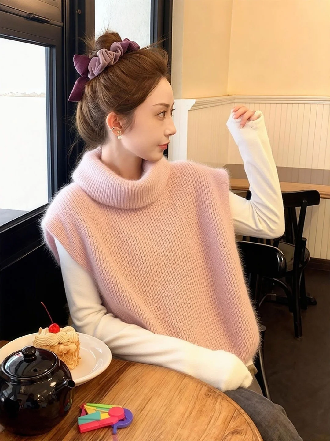 

Korean Sle Sweet Loose Knitted Vest Women's Early Spring Inner Wear Soft Cozy Top Layered Clothing Spring Autumn Winter