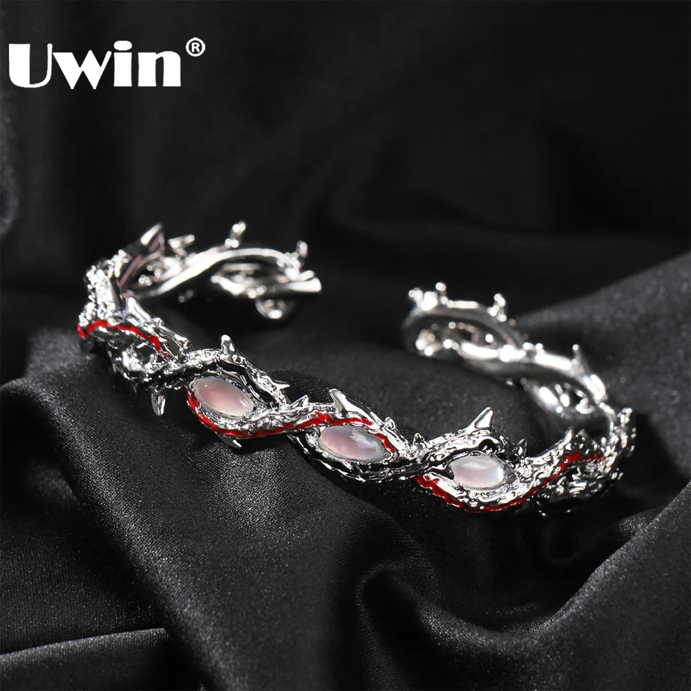 

UWIN Infinity Cuff Bangles Imitation Pearls Bracelets Hollow Evil Wrist Bracelets for Men Fashion Jewelry for Halloween Gift