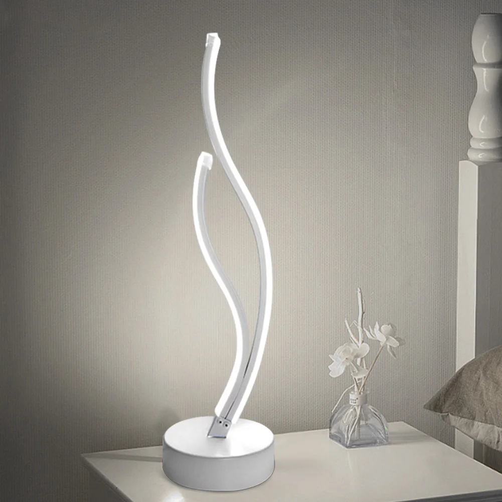 Imagem -03 - Nordic Spiral Wave Shape Night Light Candeeiro de Mesa Interior Iluminação Led de Parede de Metal Acrílico Modern Bedside Lamp Home Bedroom And Hotel