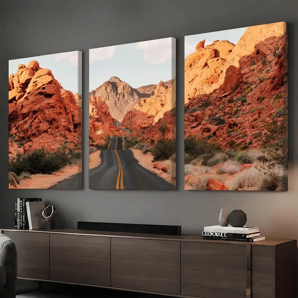 Red Rock Adventure Framed Wall Painting Vintage Framed Wall Art Poster Canvas Elegant Home Decor Painting