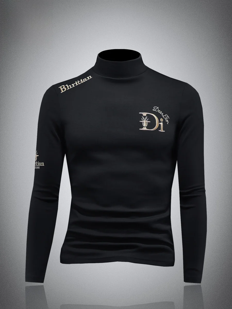 

Autumn Winter Long Sve T-irt Men's Faion Brand Sli Letter Embroidery Thin Fce Pure Cotton Autumn Underwear Mid-...