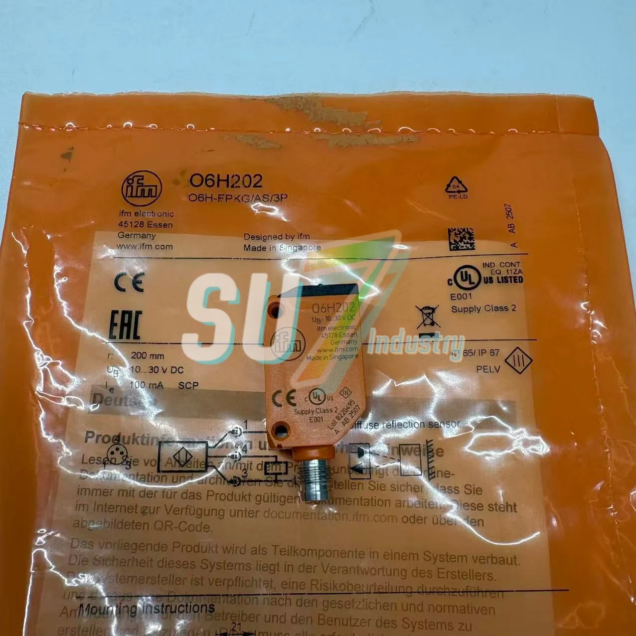 100% NOVO sensor fotoelétrico O6H202 O6H-FPKG/AS/3P