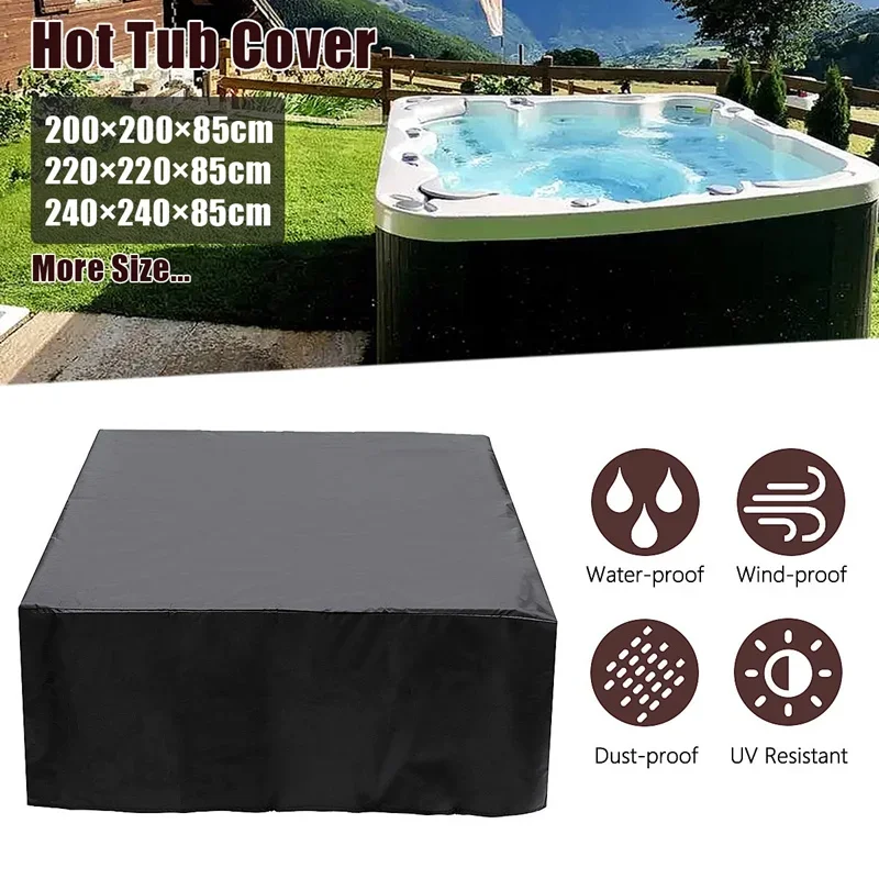 Square Universal Hot Tub Dust Cover Cap Waterproof Anti-UV All-Weather Spa Cover Cap Protector Hotspring Snow Rain Dust Covers
