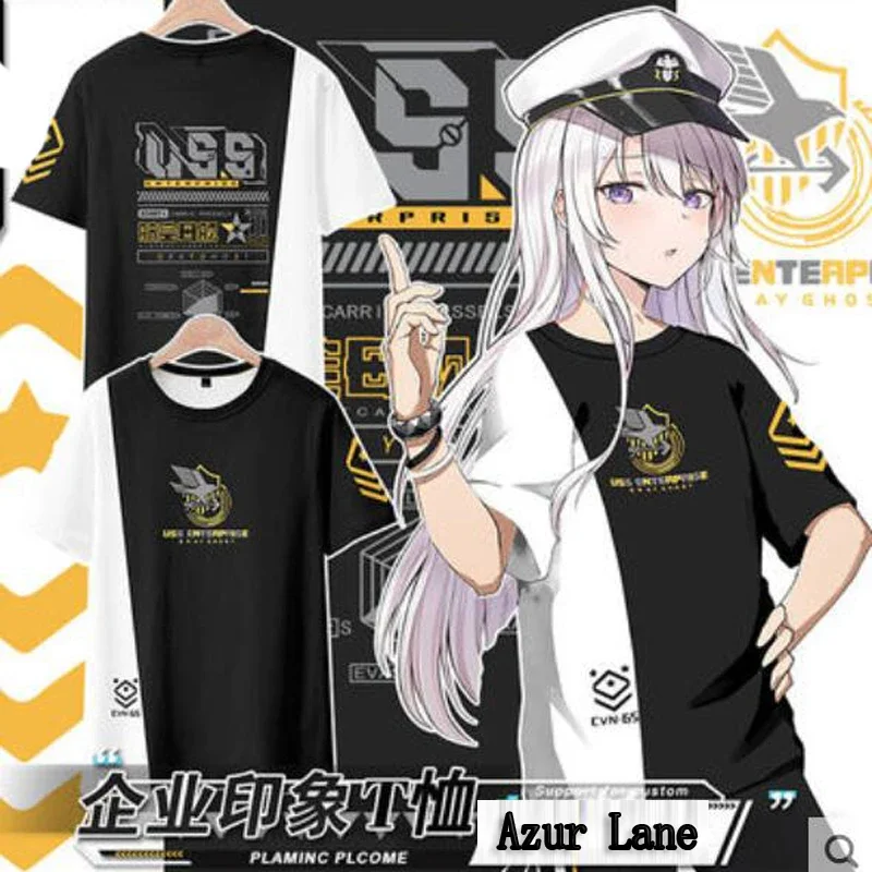 เสื้อยืด3D ลายเกม Azur Lane เสื้อยืดผู้หญิงผู้ชายเด็กหญิงเด็กชายฮาราจูกุแขนสั้นตลกๆเสื้อยืดลายกราฟิกชุดคอสเพลย์ผู้หญิงเสื้อผ้าอะนิเมะ