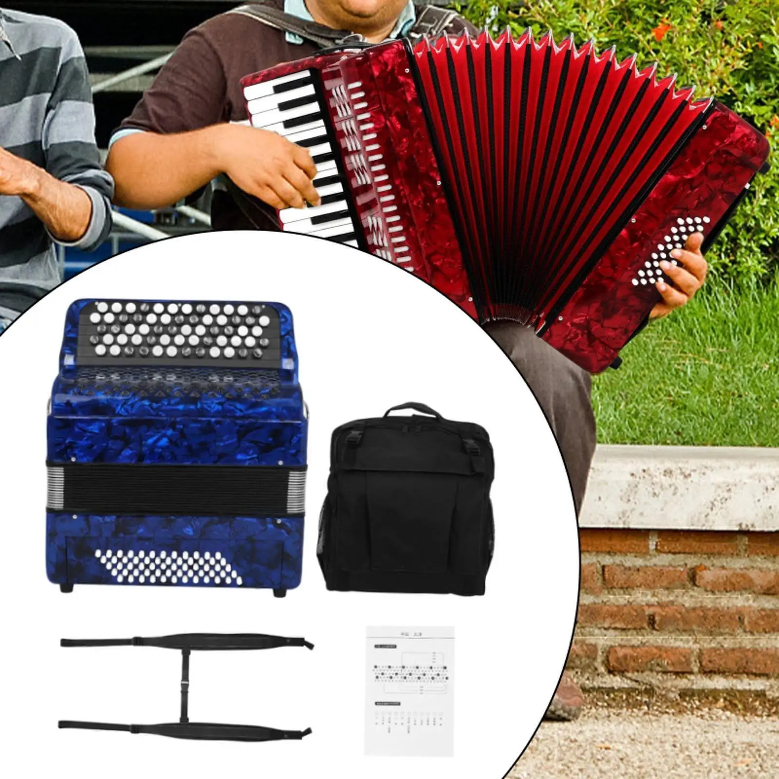 62 Key 60 Bass Accordion Professional for Adults Beginners Birthday Gift