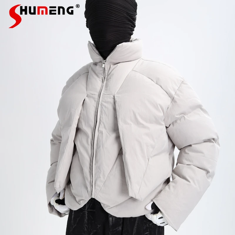 

Fashion Stand Collar Solid Color Parkas Men 2025 Winter New Thickened Zipper Long Sleeve Coats Stylish Simple Long Sleeve Parkas