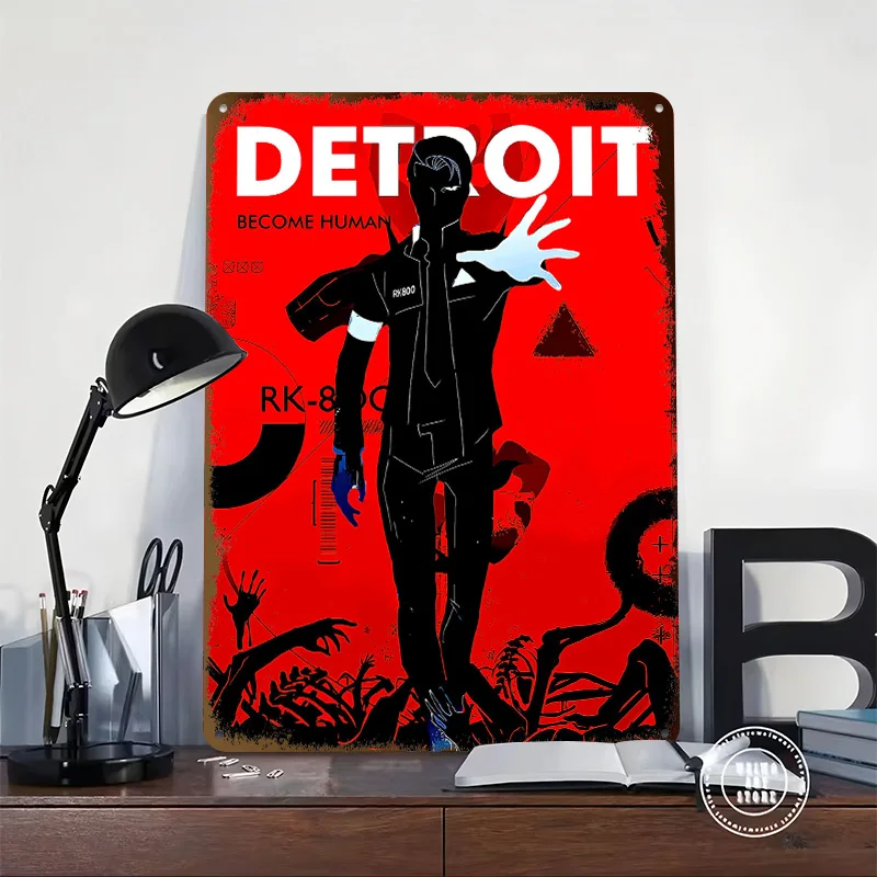 Detroit: Become Human 3D Texture Metal Poster Customized Wall Art Tin Sign Gift for Mancave House Decor Luxury Decoration Room