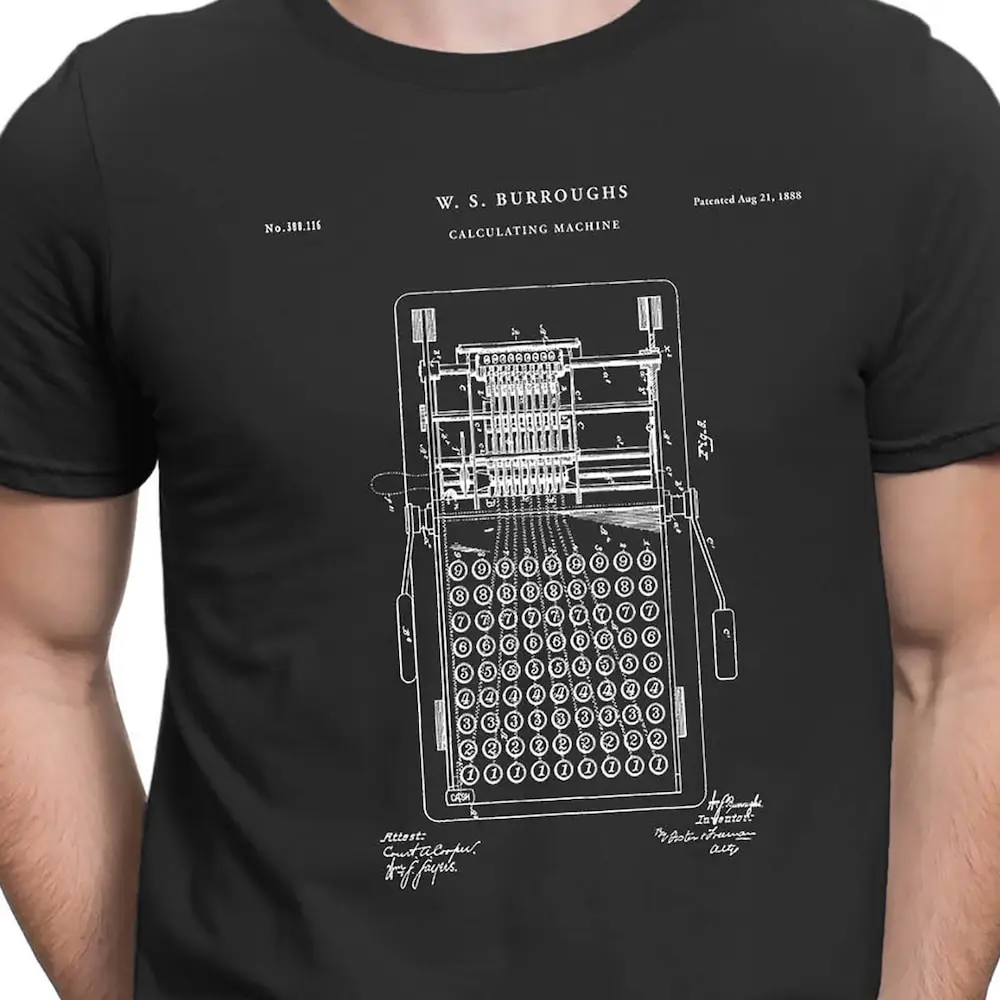 Burroughs Adding Machine Patent T Shirt Art Accounting S Math Accountant Pt468