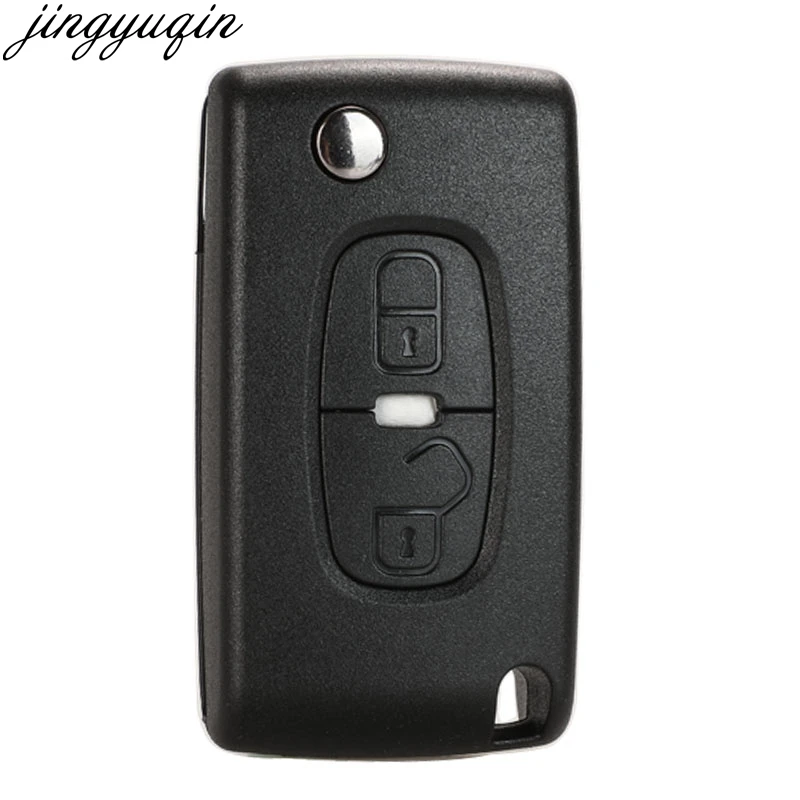 Jingyuqin Flip Remote Car Key Case Shell For Peugeot 4007 ET 4008 Citroen C-Crosser C4 Aircross 2 Button Fob MIT11R Blade CE1731