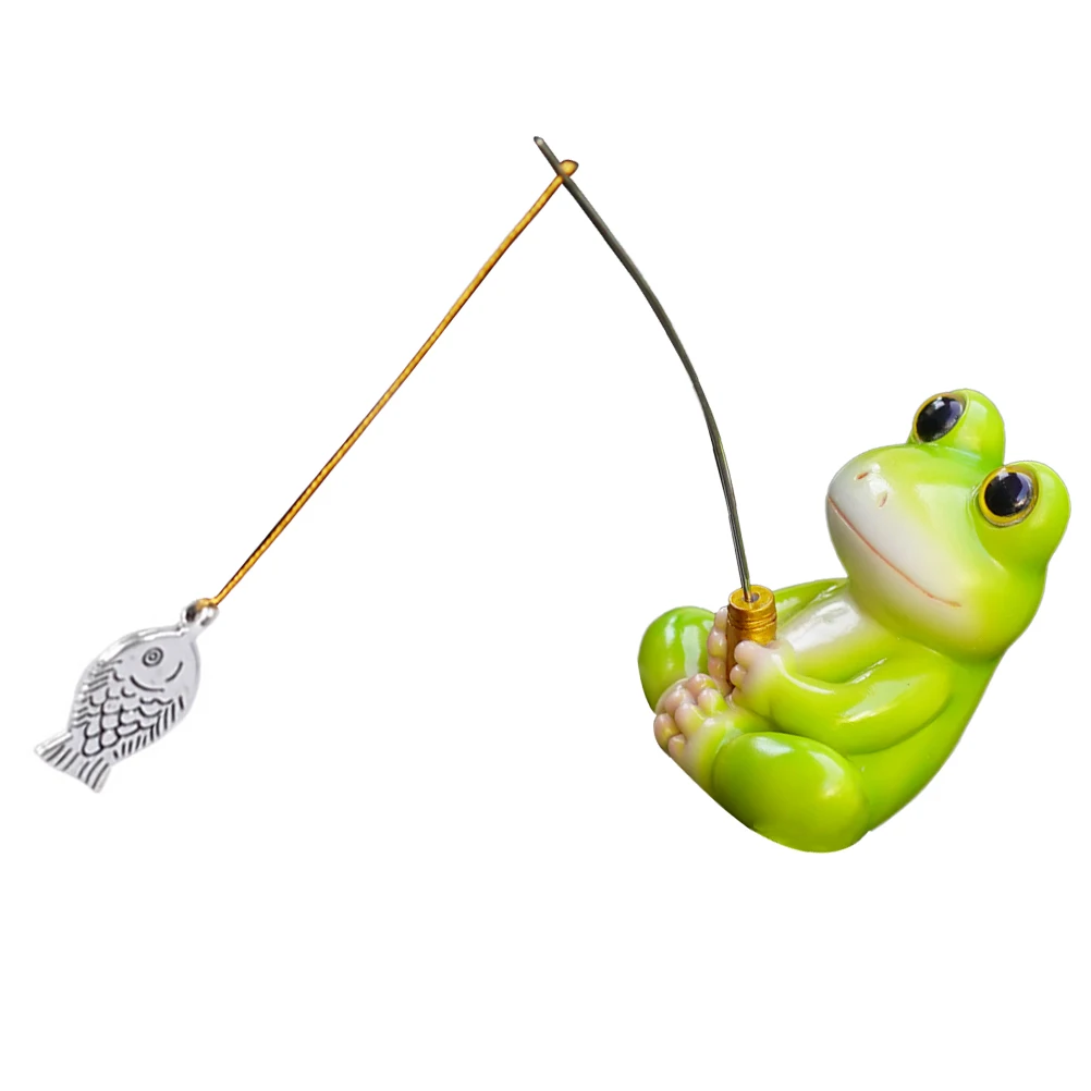 

Adorable Frog Shape Resin Fishing Decoration Froggy Desk Ornament Fish Tank Miniature Statues Home Cabinet Decor Gift Kids