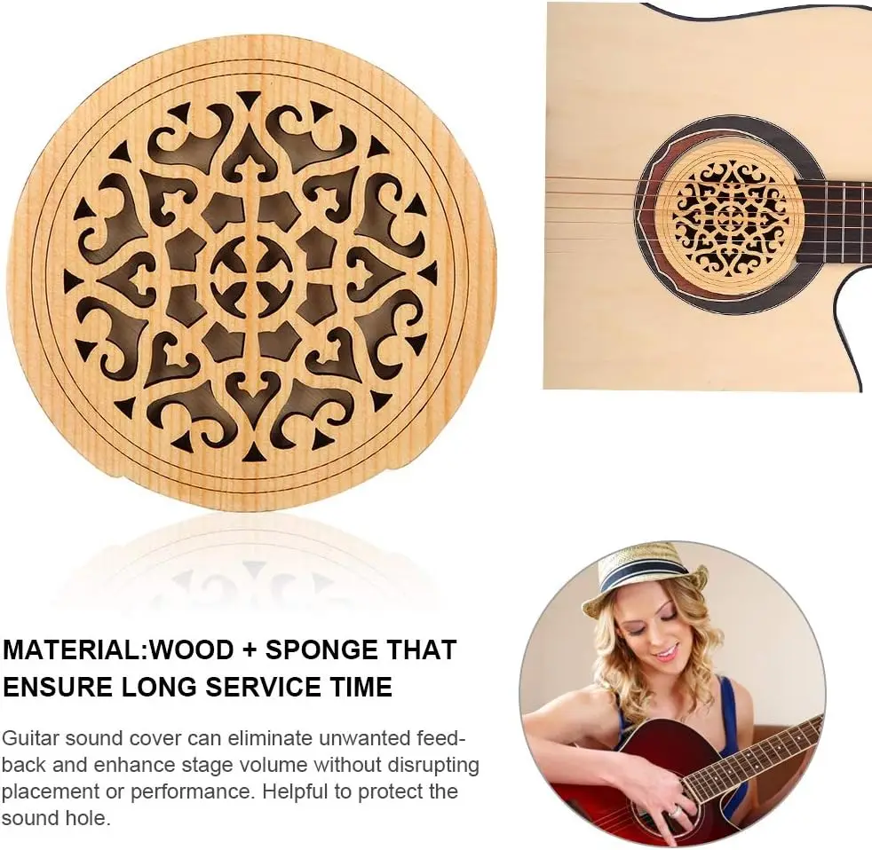 Wooden Guitar Soundhole Cover Sound Hole Cover Guitar Block Protector For Acoustic Classic Guitar 41 Inch view 3
