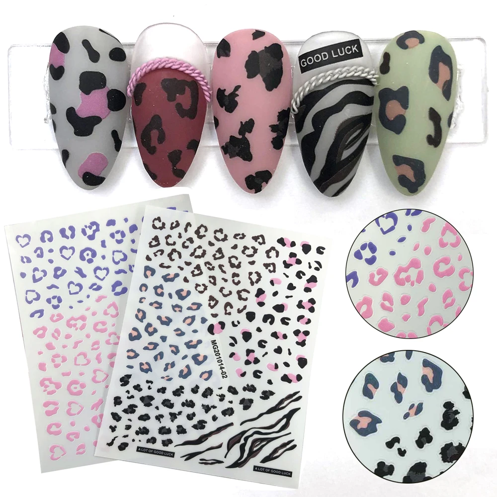 Personality False Nail Design Animal Prints 3D Nail Art Stickers Adhesive Decals DIY Nail Art Decoration Leopard Print Sticker