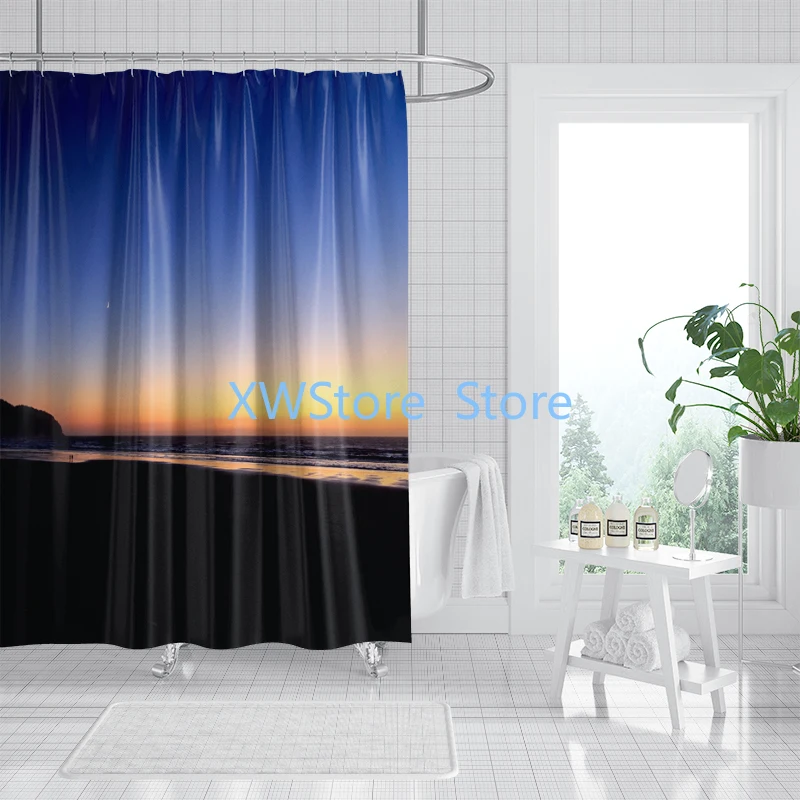 

Fill Your Bathroom with Nature! Blue Sky White Clouds Green Trees Shower Curtain Waterproof and Mildew-proof