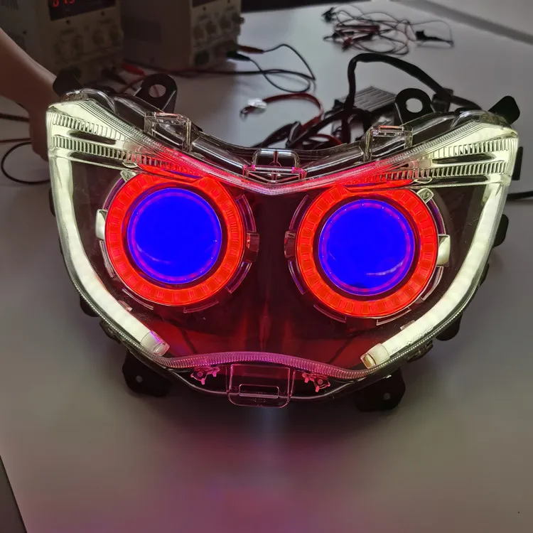 

NMAX 155 2019 MOTORCYCLE evil eyes angel eyes HID LED HEAD LAMP WITH NEON LIGHT FOR YAMAHAS ACCESSORY