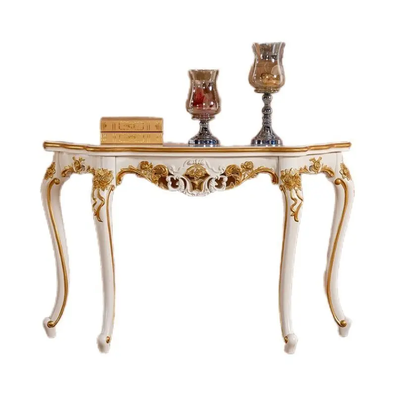 

#For European style entrance cabinet painting gold American retro entrance table ultra-narrow semi-circular corridor table home