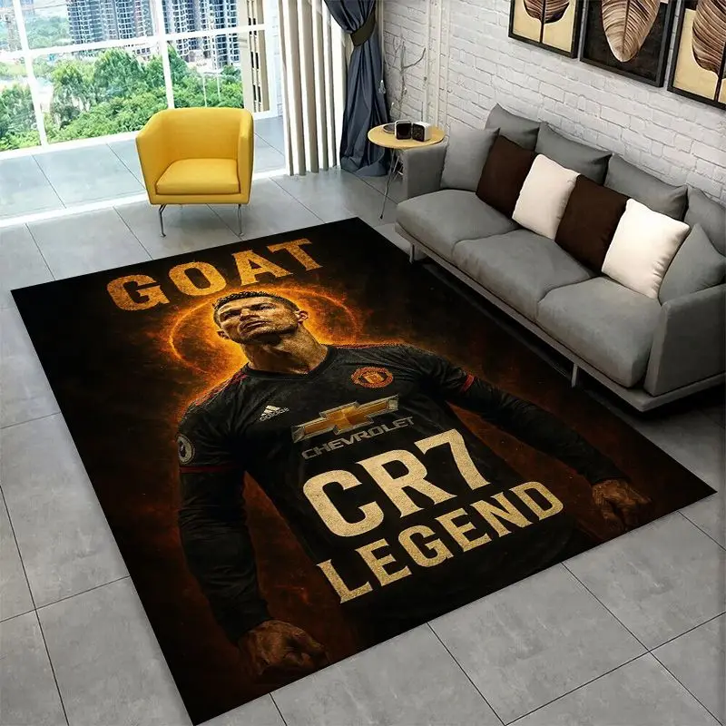 Football Star Goat R-Ronaldo CR7 Non-Slip Area Rug for Living Room,Bedroom,Playroom,Carpet Floor Mat Home Decor Rug  Room