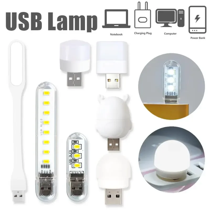 mini portatil usb led book light ultra brilhante lampada do livro de leitura luzes noturnas para banco de potencia pc laptop notebook dc 5v 3leds 8leds 01