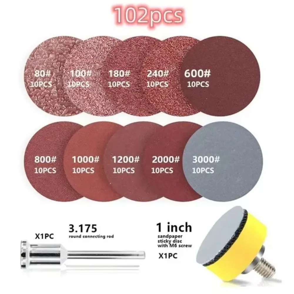 Hook & Loop Sanding Disc Variety Pack 1 2 3 Inch Polishing Pad Set for Rotary Drill, Rust Paint Removal DIY Craft Tools