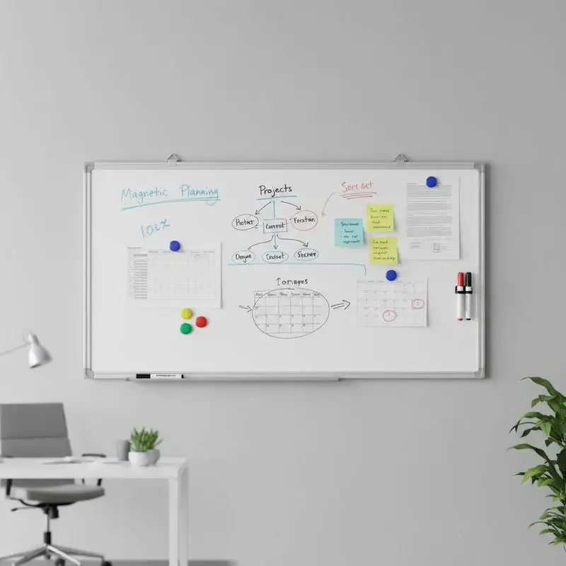 Großes magnetisches Whiteboard im modernen Design, Aluminiumrahmen, 100x50cm, Wandtafel zum Schreiben für Büro, Zuhause und Lernräume, magnetische Schreibtafel für die Wand, professionelle Bürobedarf,