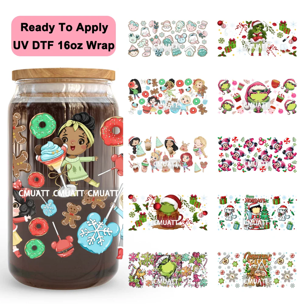 

Santa Clause Xmas Gift Christmas Mean Guy 16OZ UV DTF Cup Wraps Ready To Apply Waterproof Transfer Stickers For Libbey Glass Can