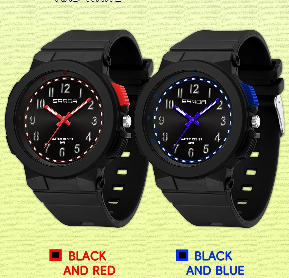 SANDA جديد 6194 ساعة كوارتز إلكترونية فاخرة للطلاب مقاومة للماء الحد الأدنى للرجال والنساء ساعة كوارتز إلكترونية