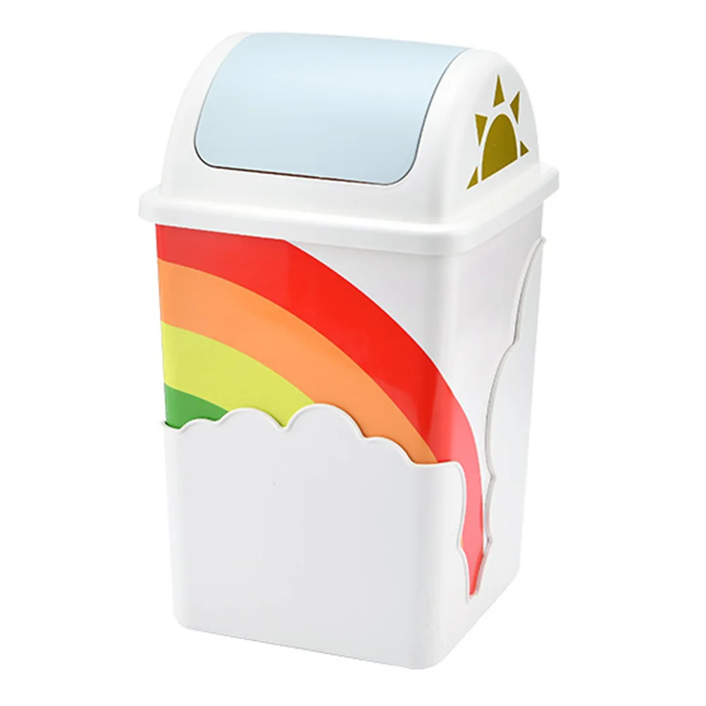 

Rainbow Trash Can Creative Waste Pin Rubbish Container Laundry Room Garbage Holder Plastic Kids Decor Kitchen Odor-locking