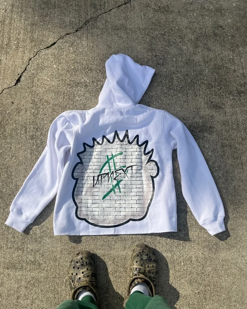 High Street Hip hop Goth cartoon print hoodie men new fall trend Harajuku hoodie Retro fashion street style oversized sweatshirt