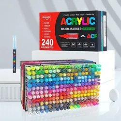 GN 120-240 Colors Acrylic Paint Markers,Soft Brush Tip Pens  Acrylic Paint Pens for Wood,Rock Painting DIY Crafts Art Supplies